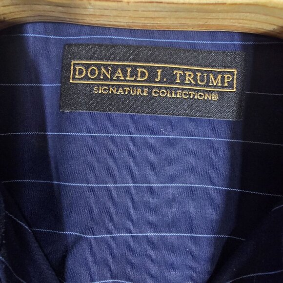 Donald J Trump Signature Collection Shirt 16-34/35 Long Sleeve Blue Striped‎ - Picture 8 of 9